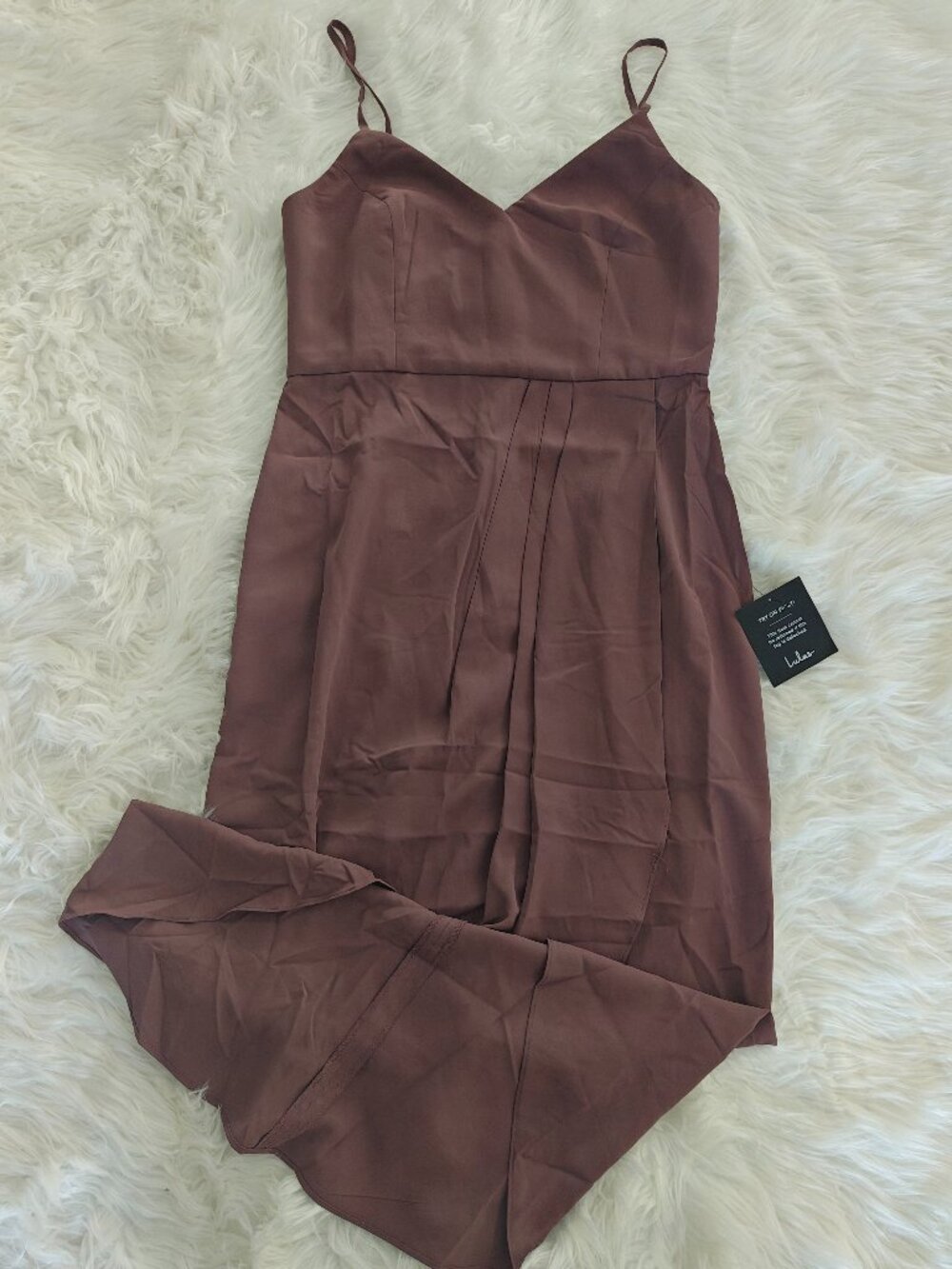 NWT Lulu's Mauve Slitted Spaghetti Strapped Midi Dress, Size Medium